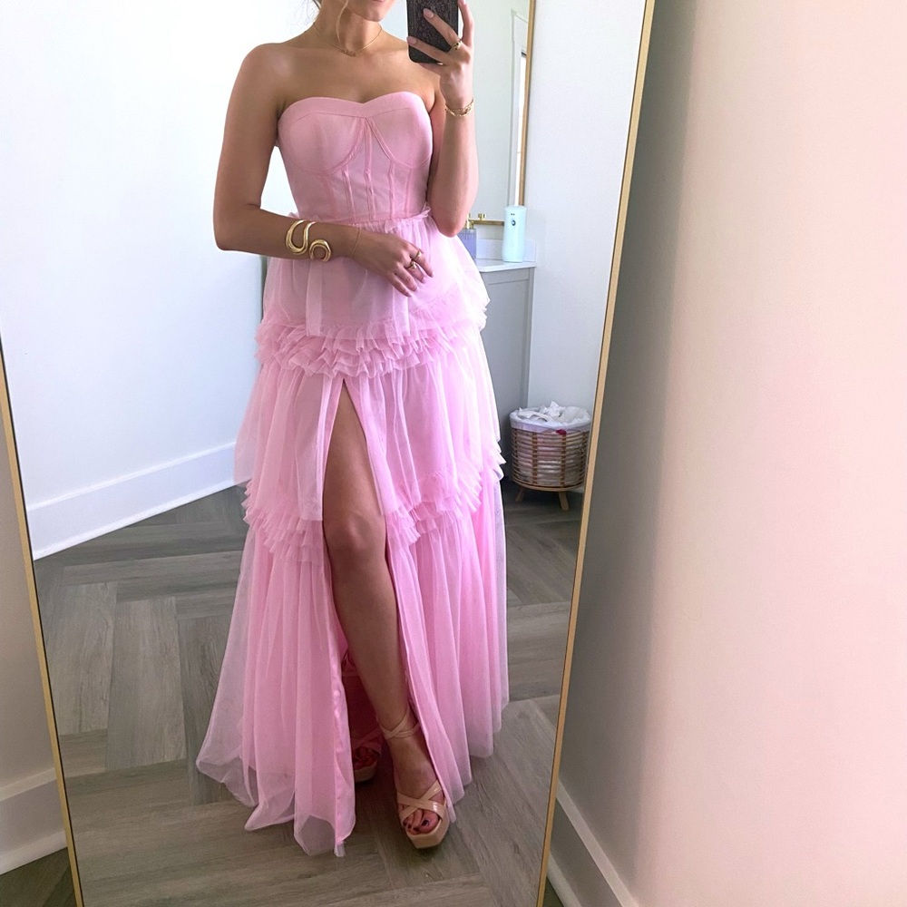 Revelry Strapless Pink Bridesmaid Gown